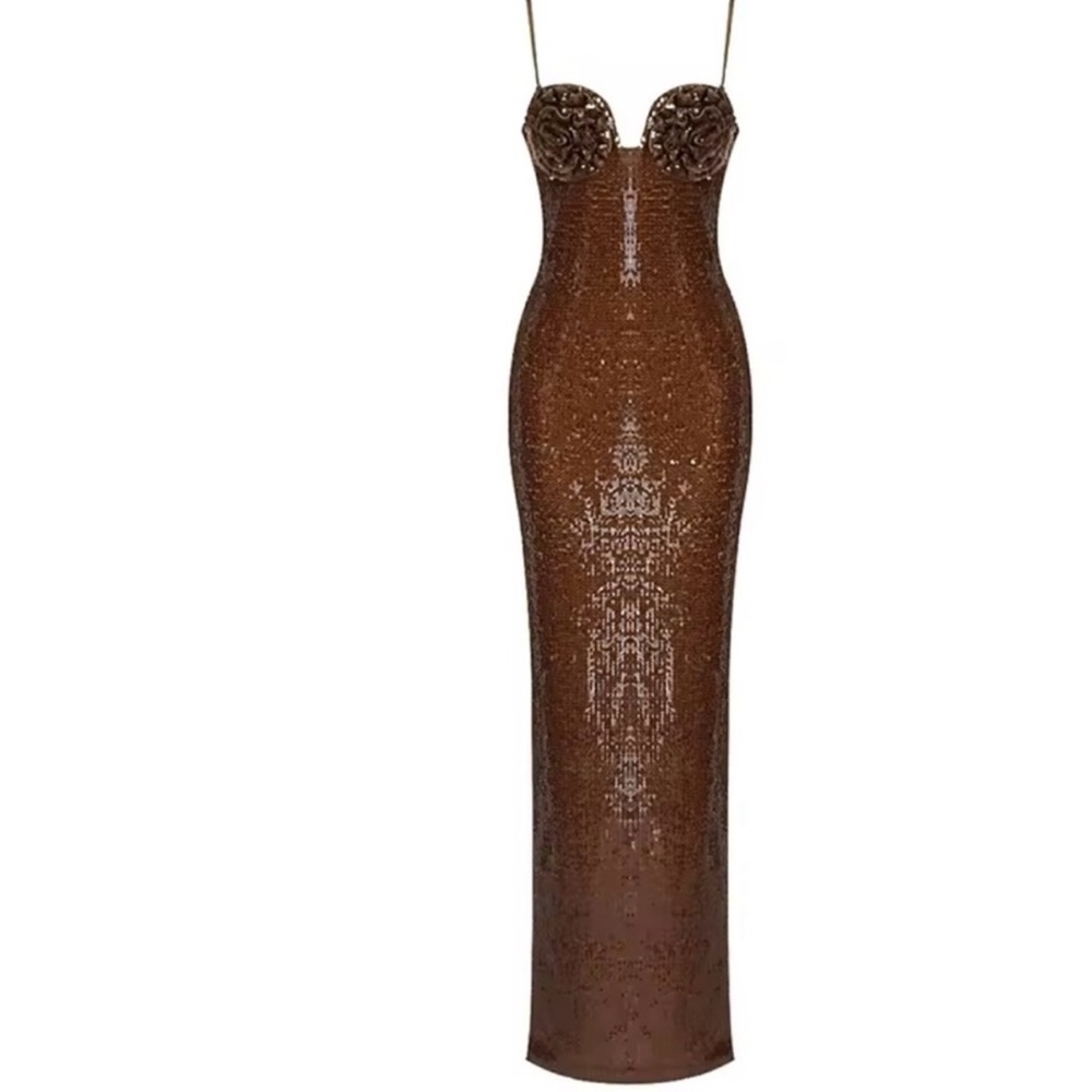 Strapless Brown Sequin Dress